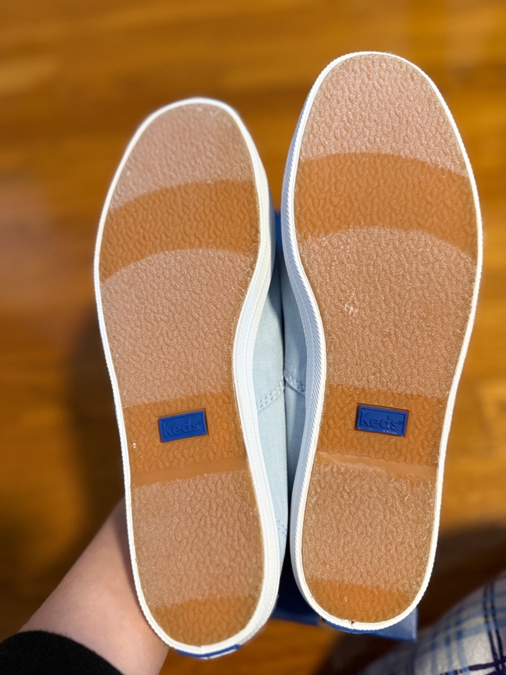 Keds Chillax Twill Slip-On Canvas Sneakers in Pale Blue with Blue Insole - Picture 5 of 6
